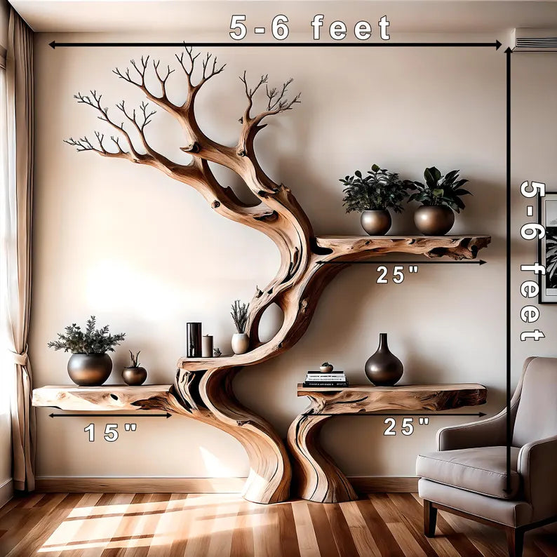 Handmade Wooden Bookshelf – Natural Wood Floating Shelf for Baby Room Decoration. 