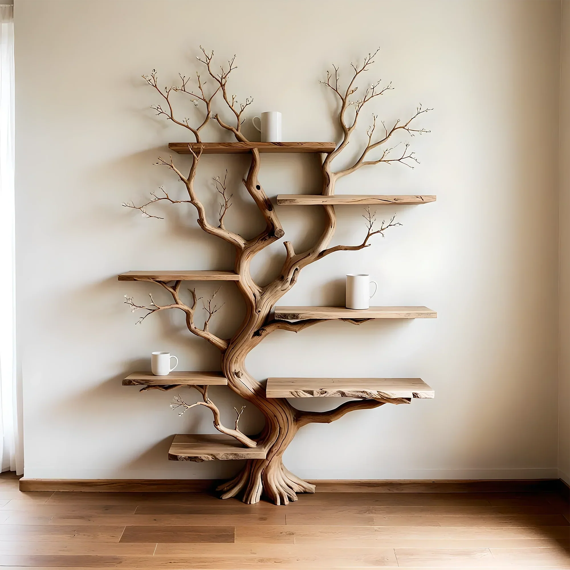 Modern Tree Bookshelf – Artistic Wooden Bookcase, Minimalist & Natural Design 