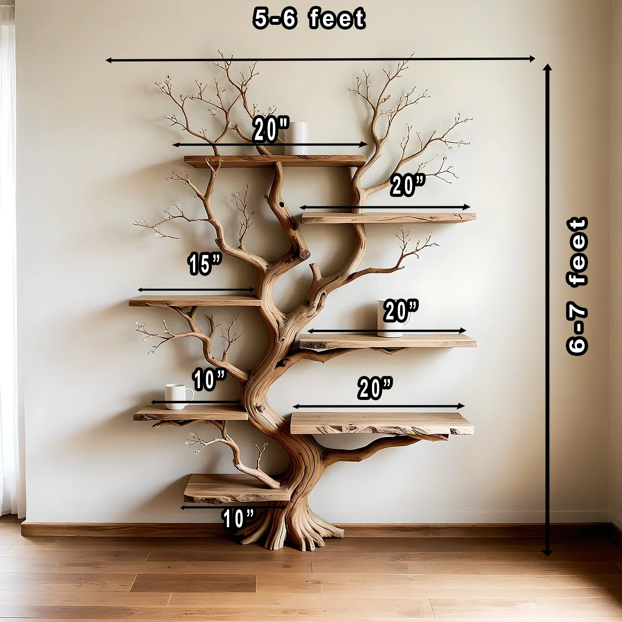 Modern Tree Bookshelf – Artistic Wooden Bookcase, Minimalist & Natural Design 