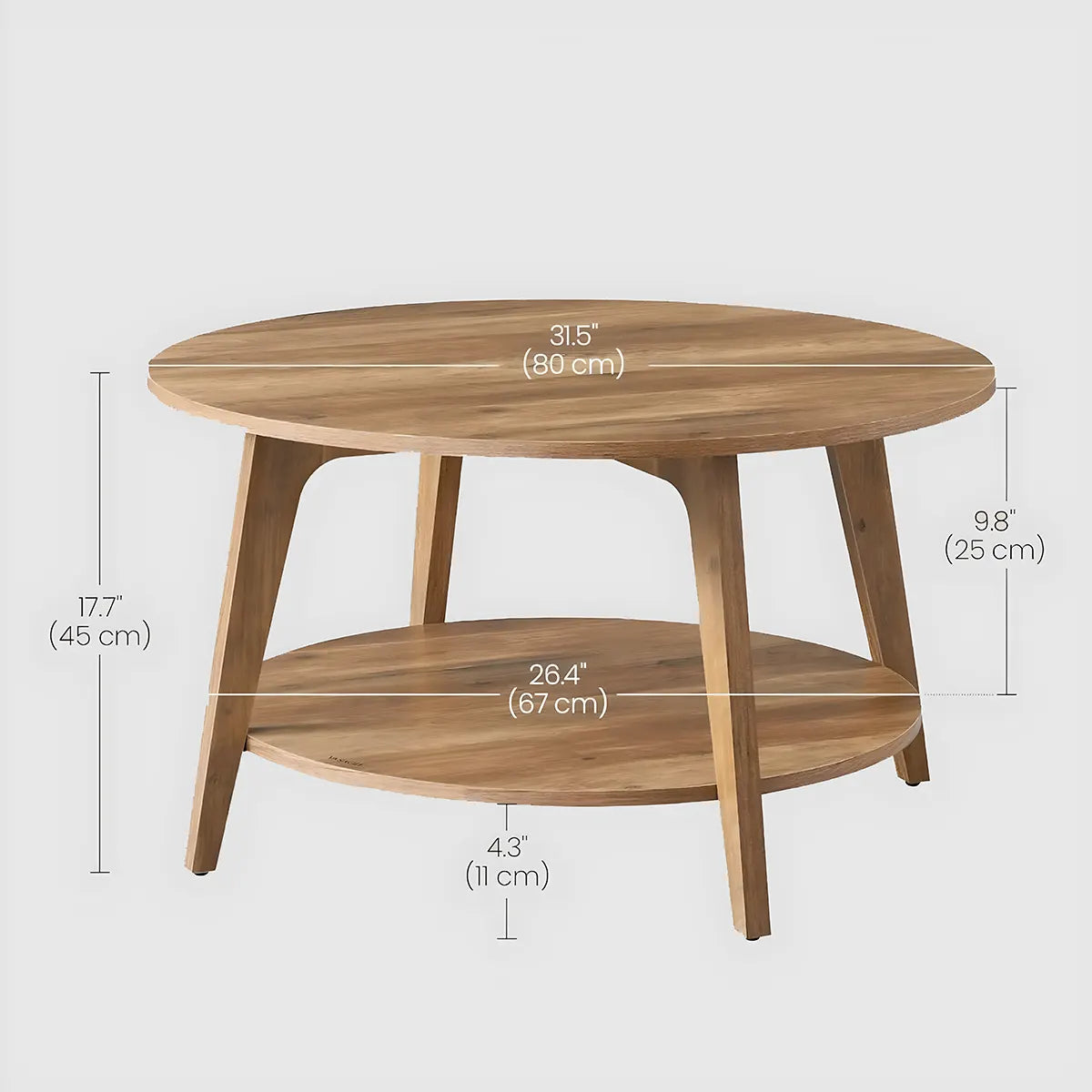 Round Wooden Coffee Table — Minimalist Design, 2 Convenient Tiers 