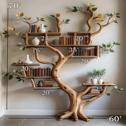 Rustic Tree Bookshelf – Perfect for Books, Plants & Decor 
