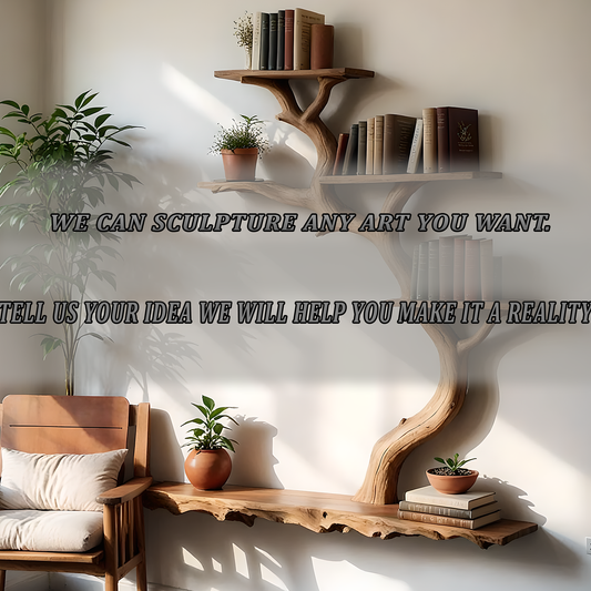 Rustic Tree Shelf – Natural Branch Bookshelf for Living Room Wall 