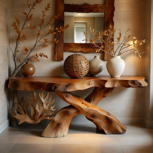 Rustic console table farmhouse natural wood xmas console table live edge table Entry Way Table Console Furniture 