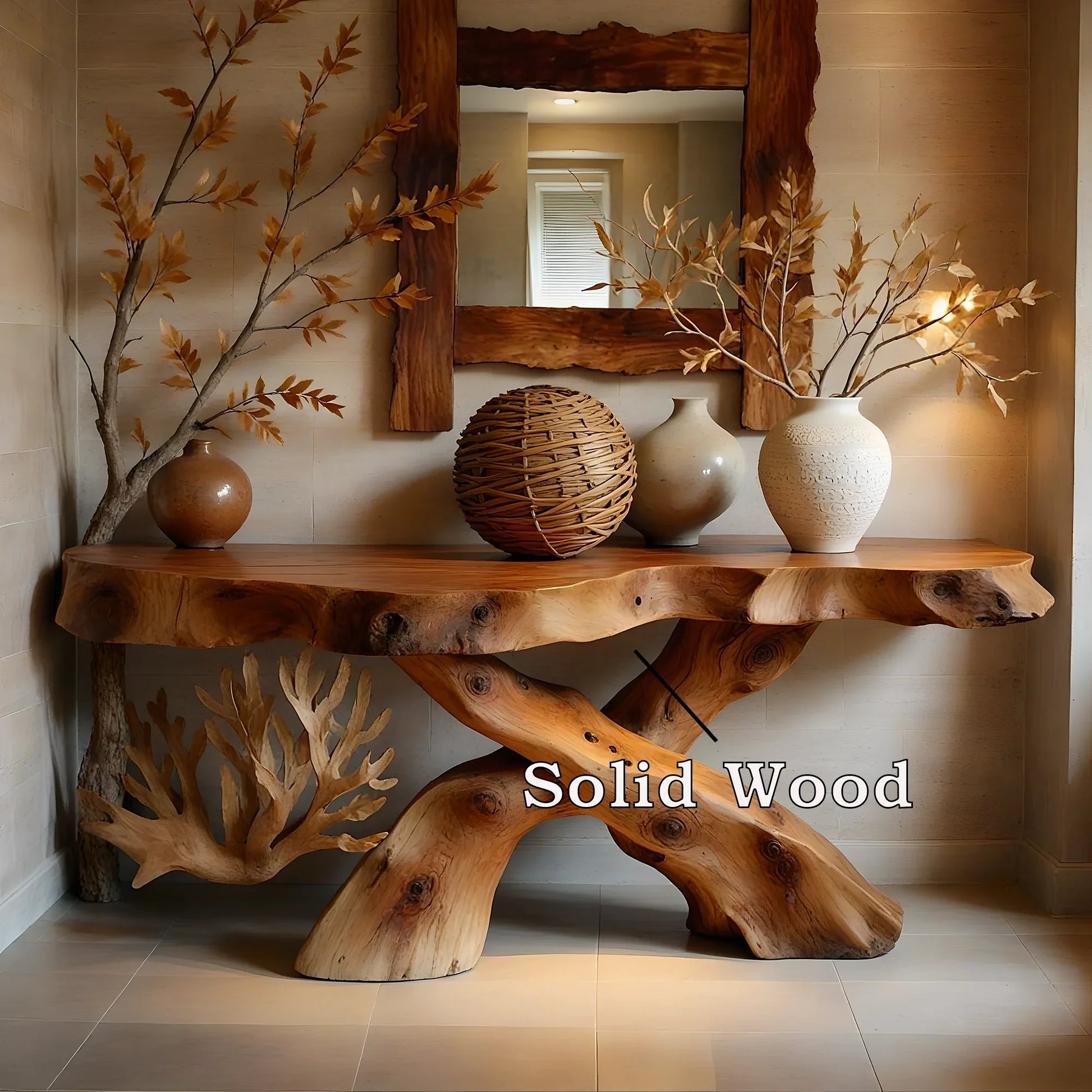 Rustic console table farmhouse natural wood xmas console table live edge table Entry Way Table Console Furniture 