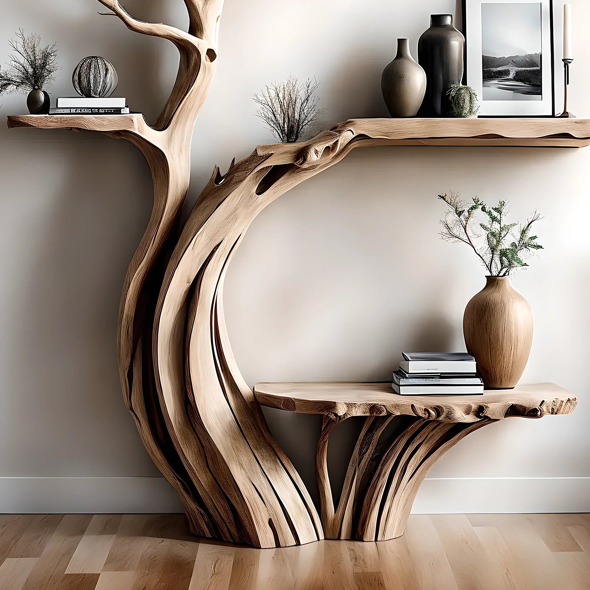 Reading table, living room decoration table, tree-shaped tea table 