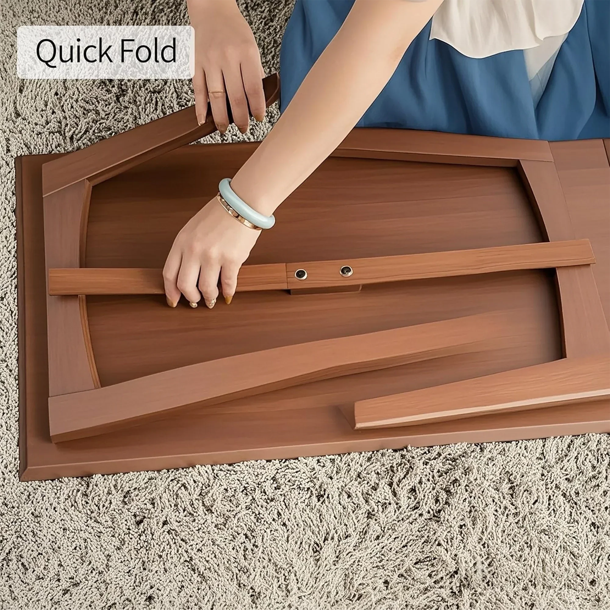 Small Foldable Bamboo Table Folding Coffee Table Bedside Computer Table 