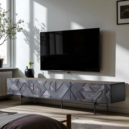 Solid Walnut Wood TV Shelf Impressive Modern Design 