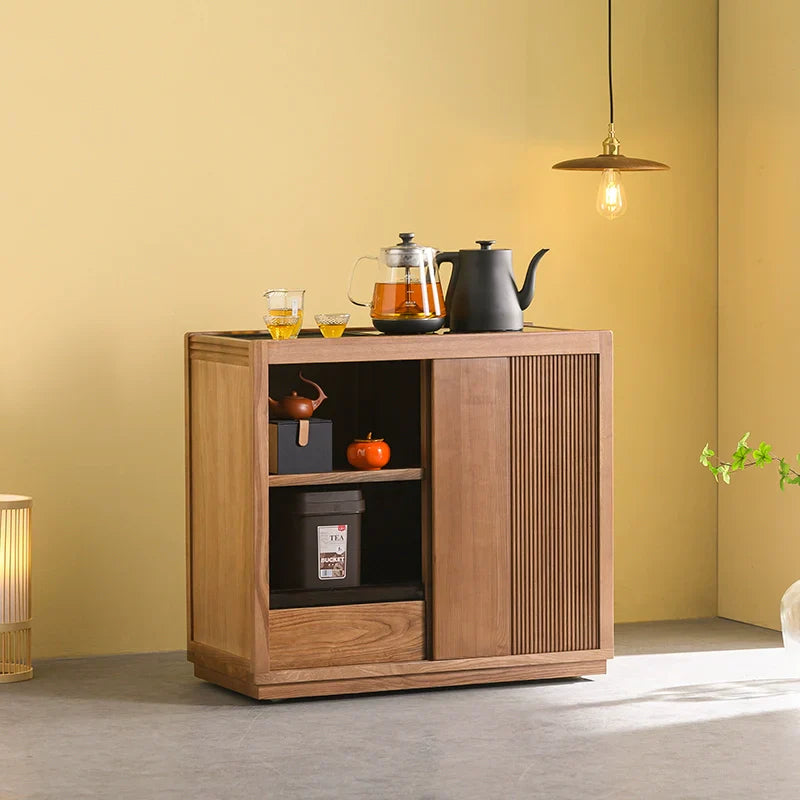 Solid Wood Tea Cabinet – Modern Minimalist Storage Design - Rustira