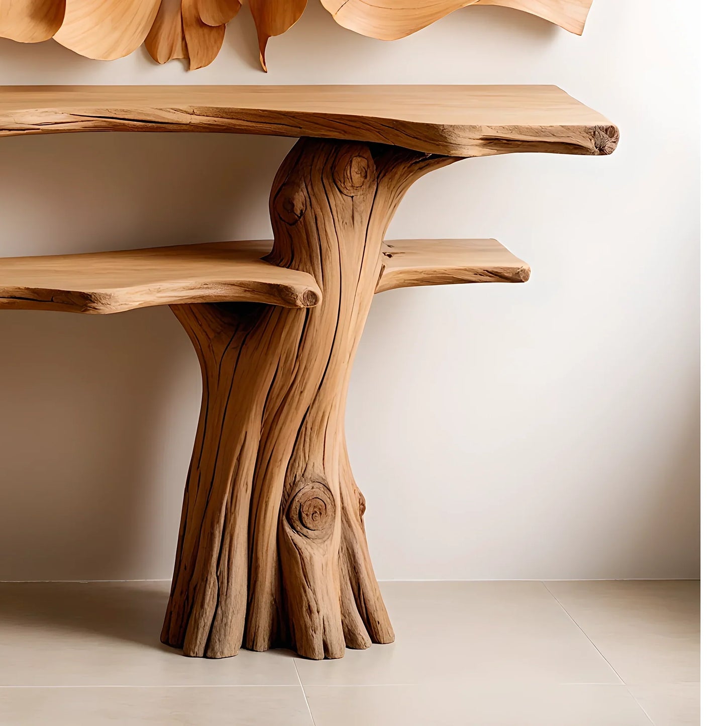 Solid wood console table, narrow table with bookshelf, decorative table. 