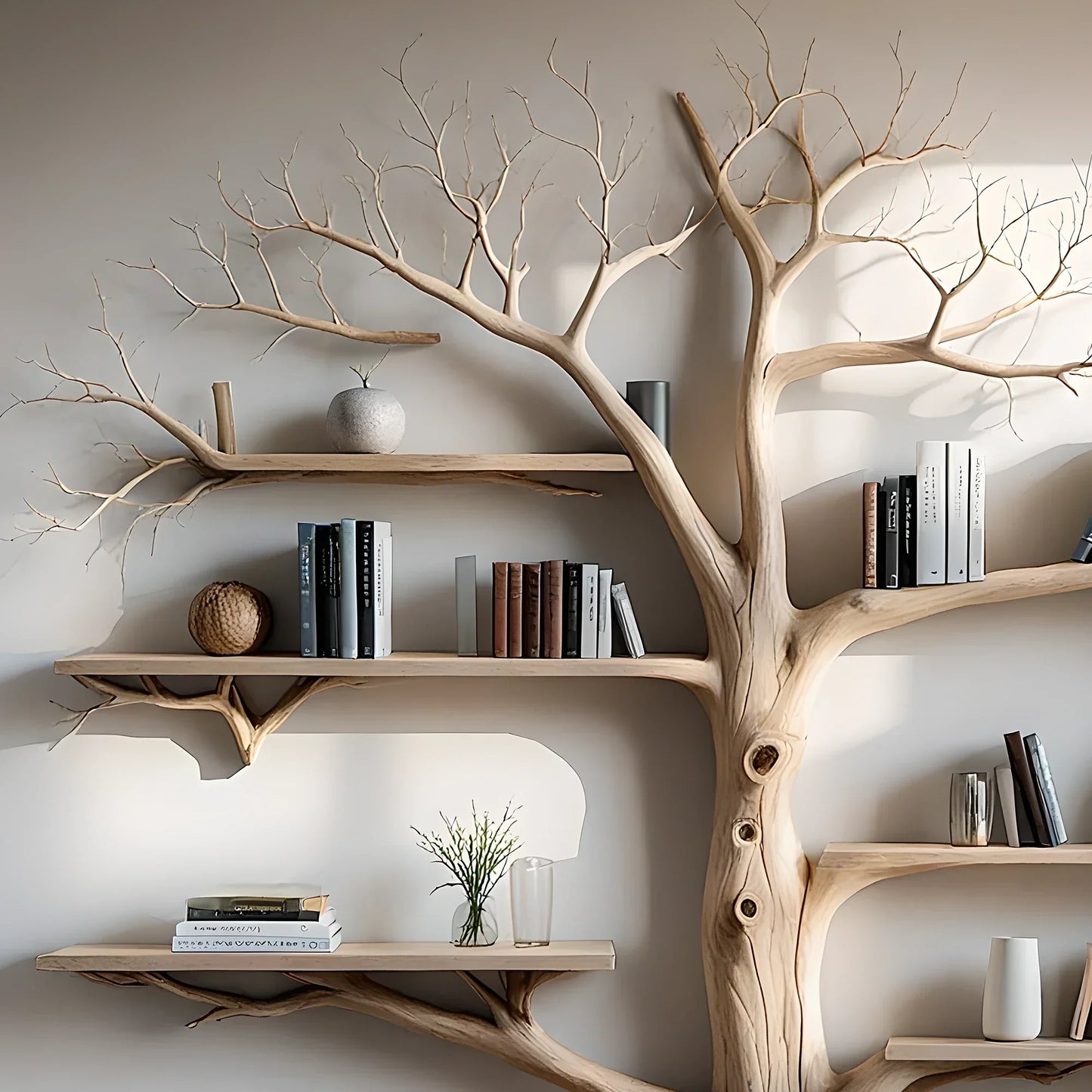 Solid wood tree wall hanging tree branch coat rack rustic art home decor 