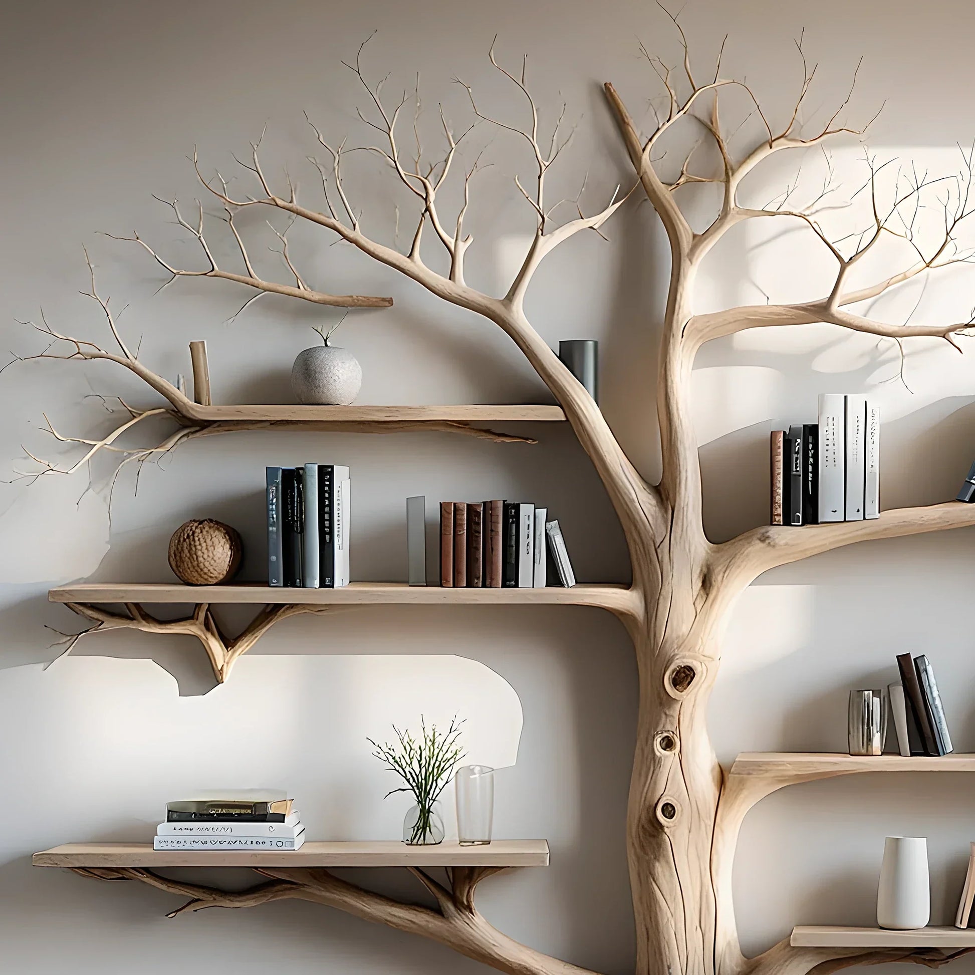 Solid wood tree wall hanging tree branch coat rack rustic art home decor 