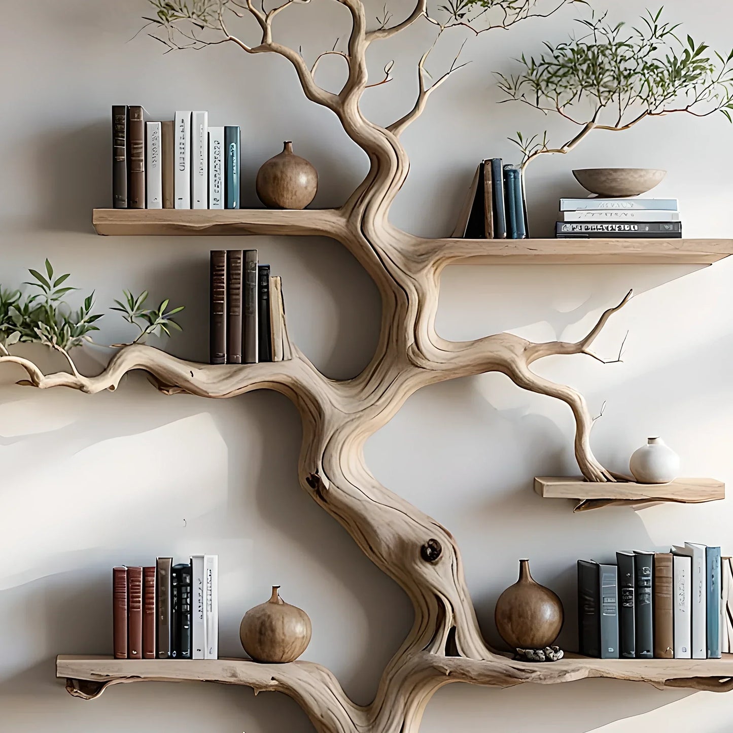 Solid wood tree wall hanging tree branch coat rack rustic art home decor 