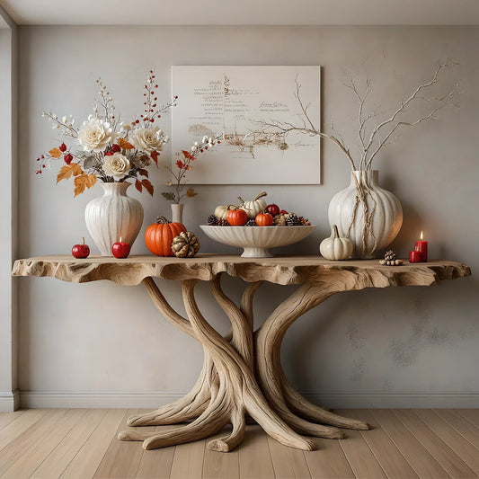 Solid wood wall table, tree shaped table, handmade table 