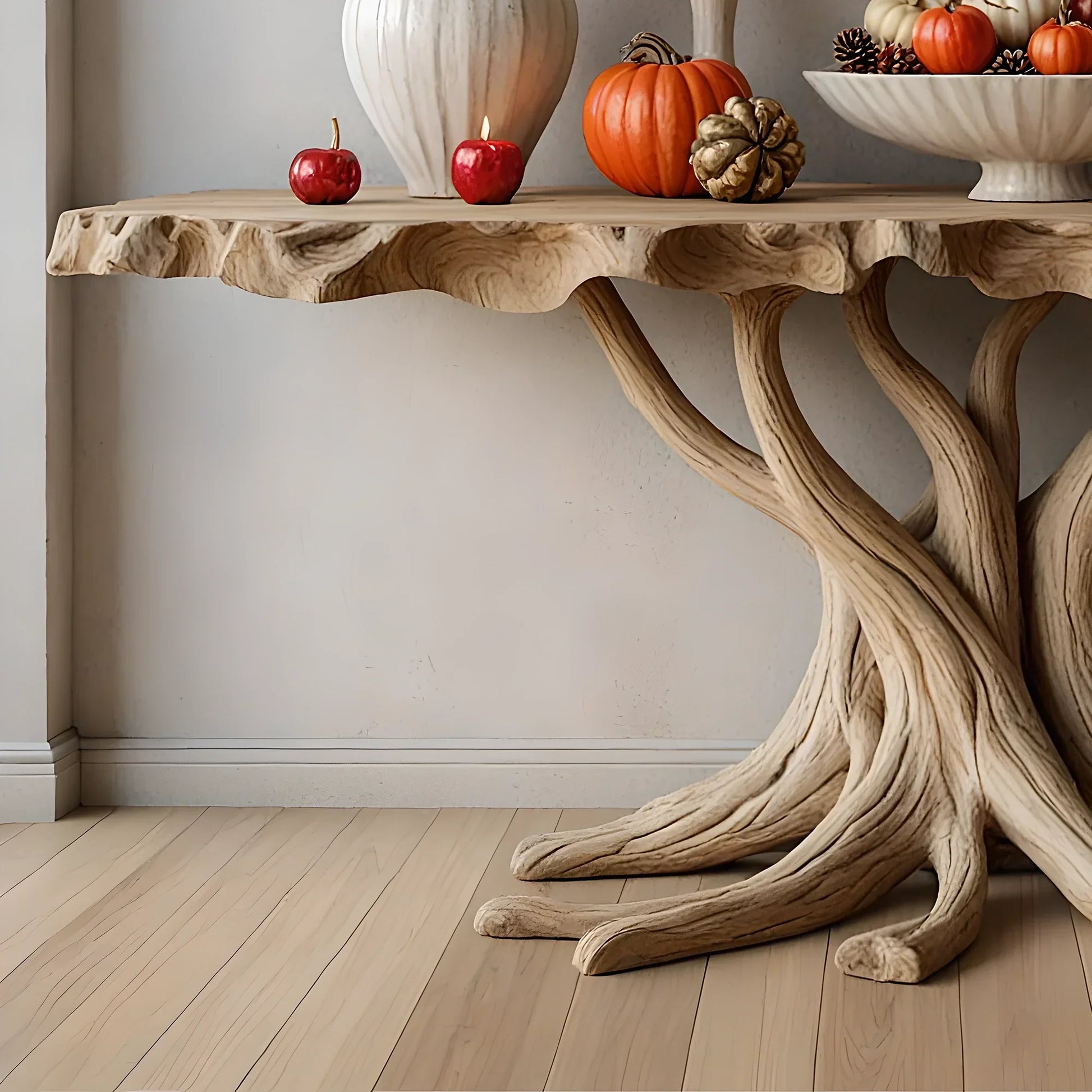 Solid wood wall table, tree shaped table, handmade table 
