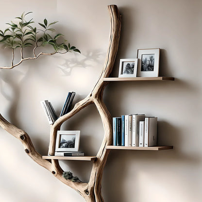 Solid wooden bookshelf, decorative floating shelf 