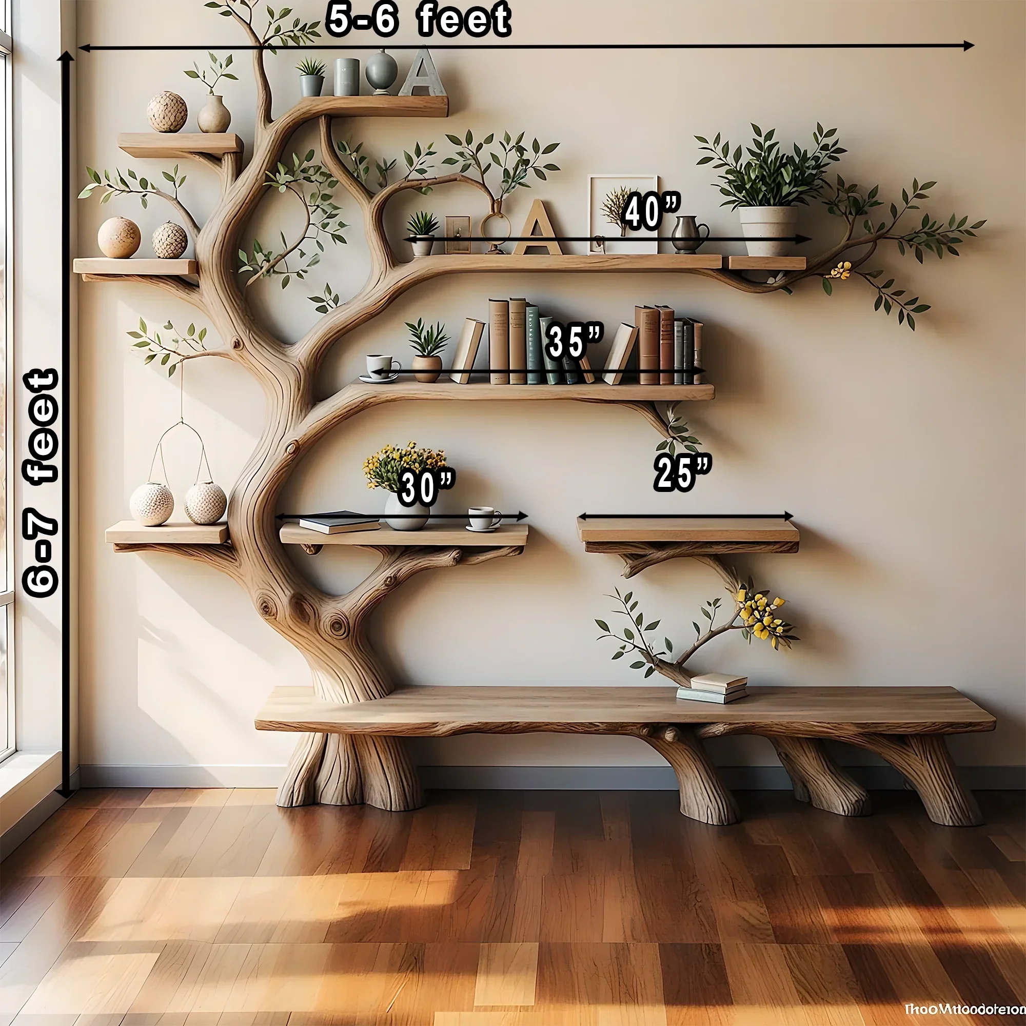 Tree shaped bookshelf with modern reading pedestal design 