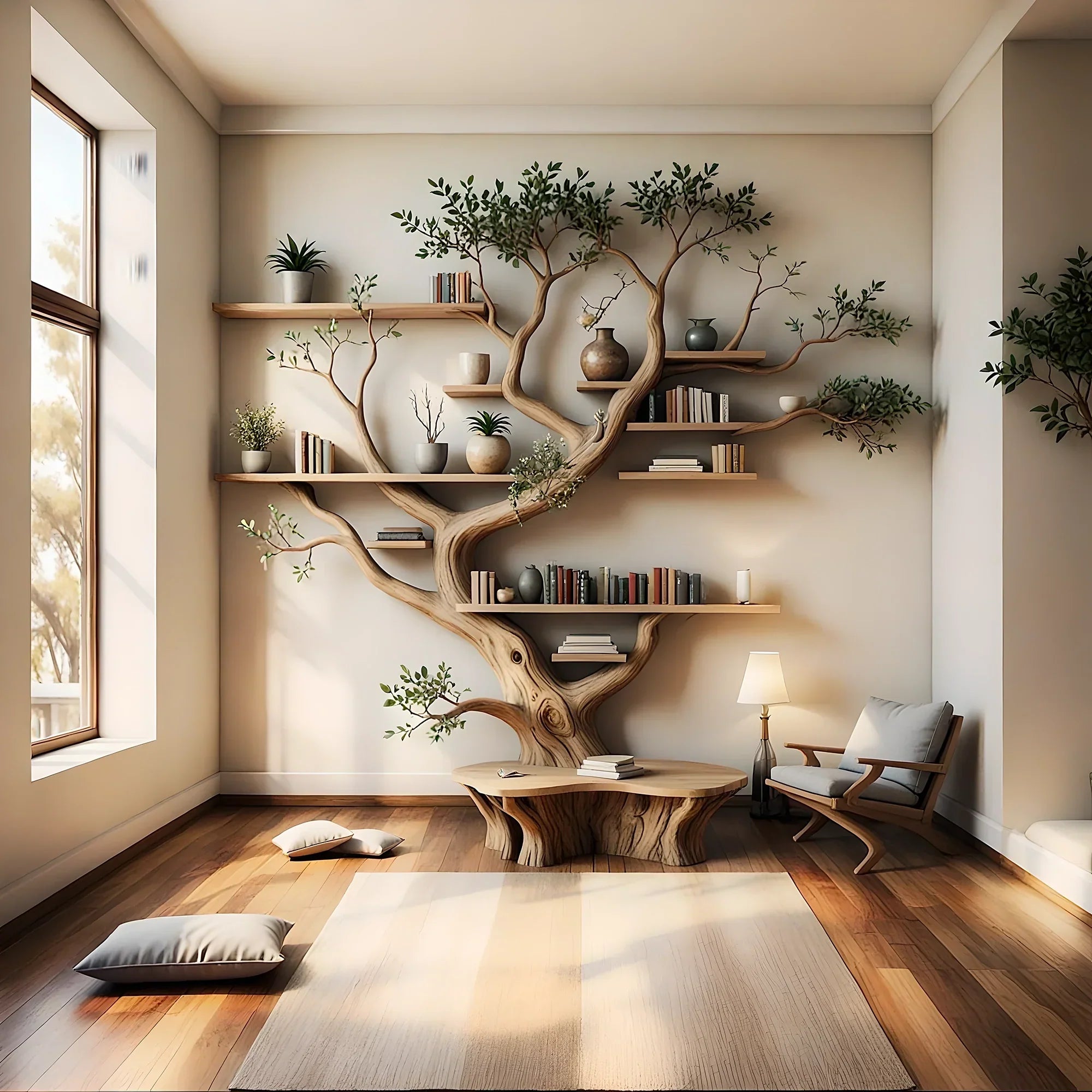 handmade tree shaped bookshelf 