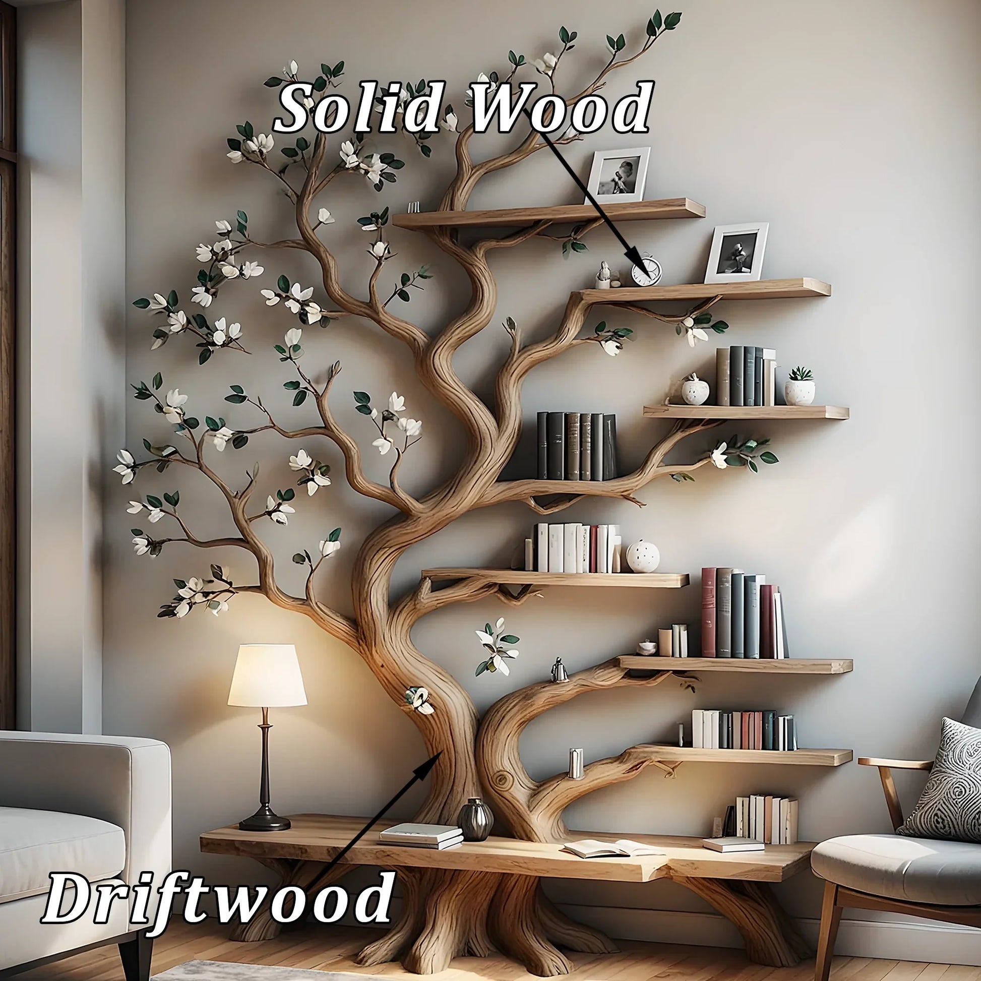 Tree-Inspired Bookshelf – Unique Wooden Display Shelf for Books & Collectibles 