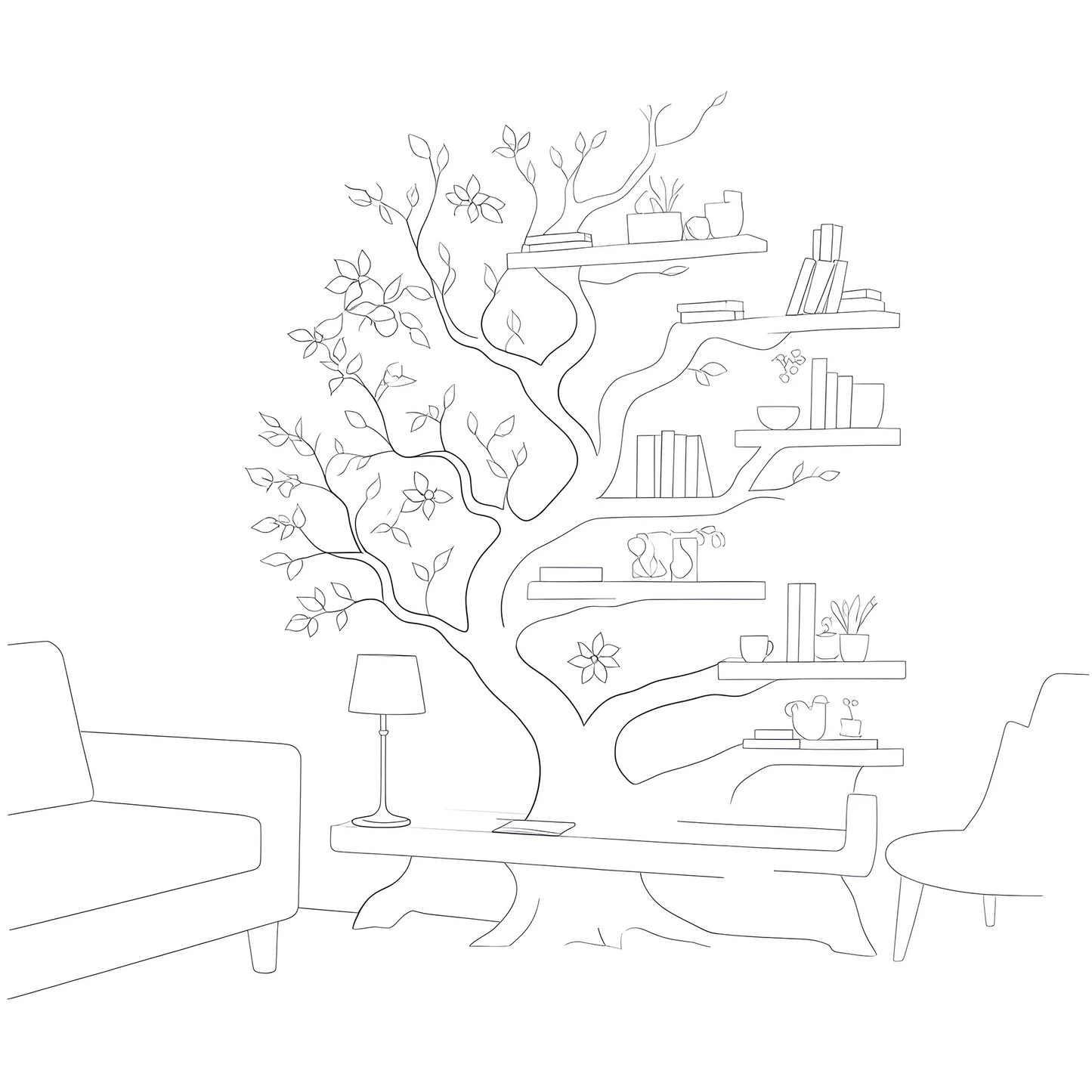 Tree-Inspired Bookshelf – Unique Wooden Display Shelf for Books & Collectibles 