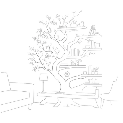 Tree-Inspired Bookshelf – Unique Wooden Display Shelf for Books & Collectibles 