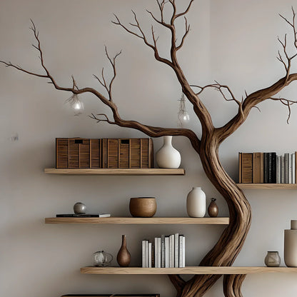 Tree branch bookshelf, handmade items, floating bookshelf, bookshelf, living room, bookshelf 