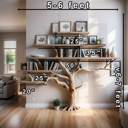 Tree branch floating bookshelf unique bookcase handmade furniture wall mount book shelf decor home 