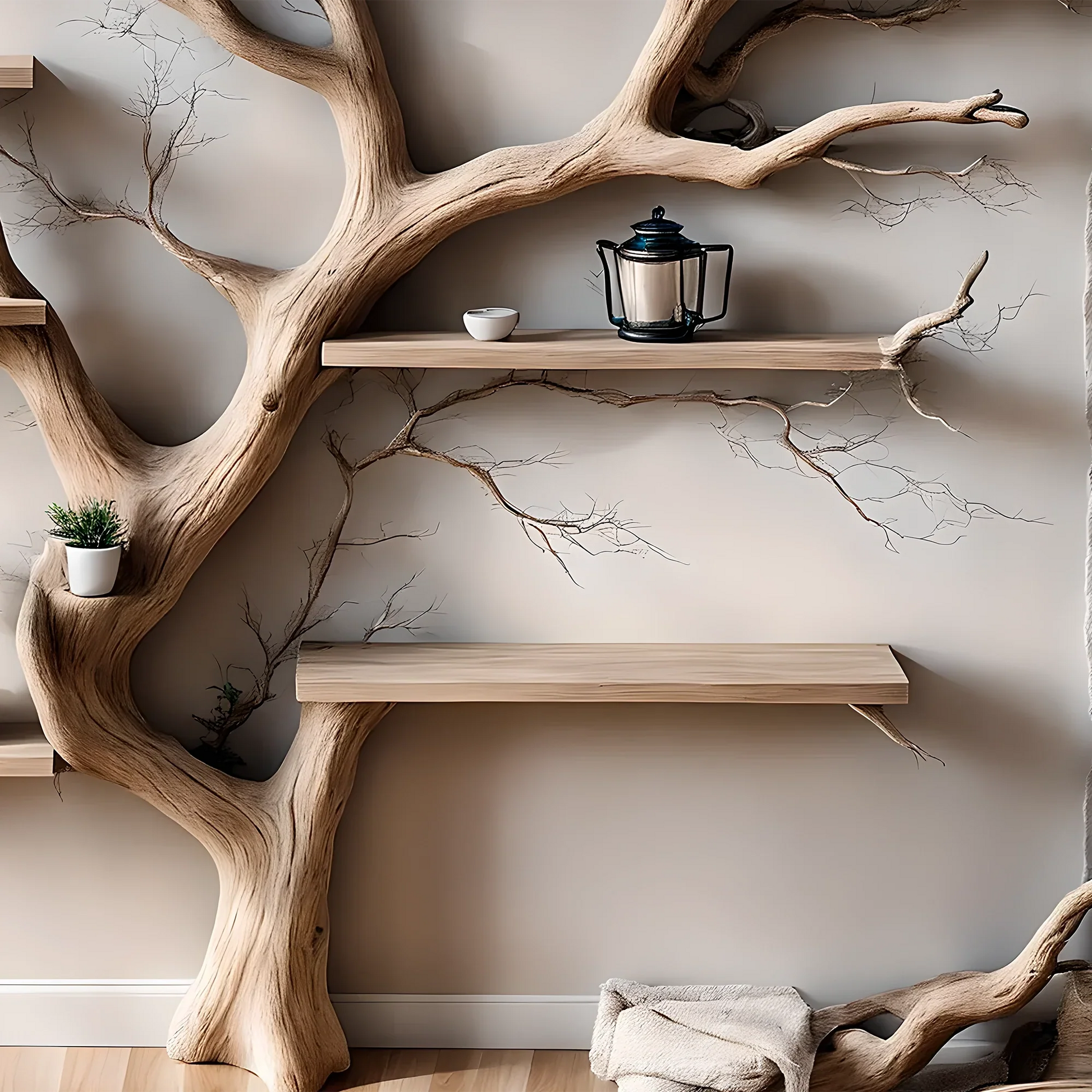 Tree-shaped bookshelf, solid wood shelf, wall-mounted bookshelf for home decoration, gift for the home 