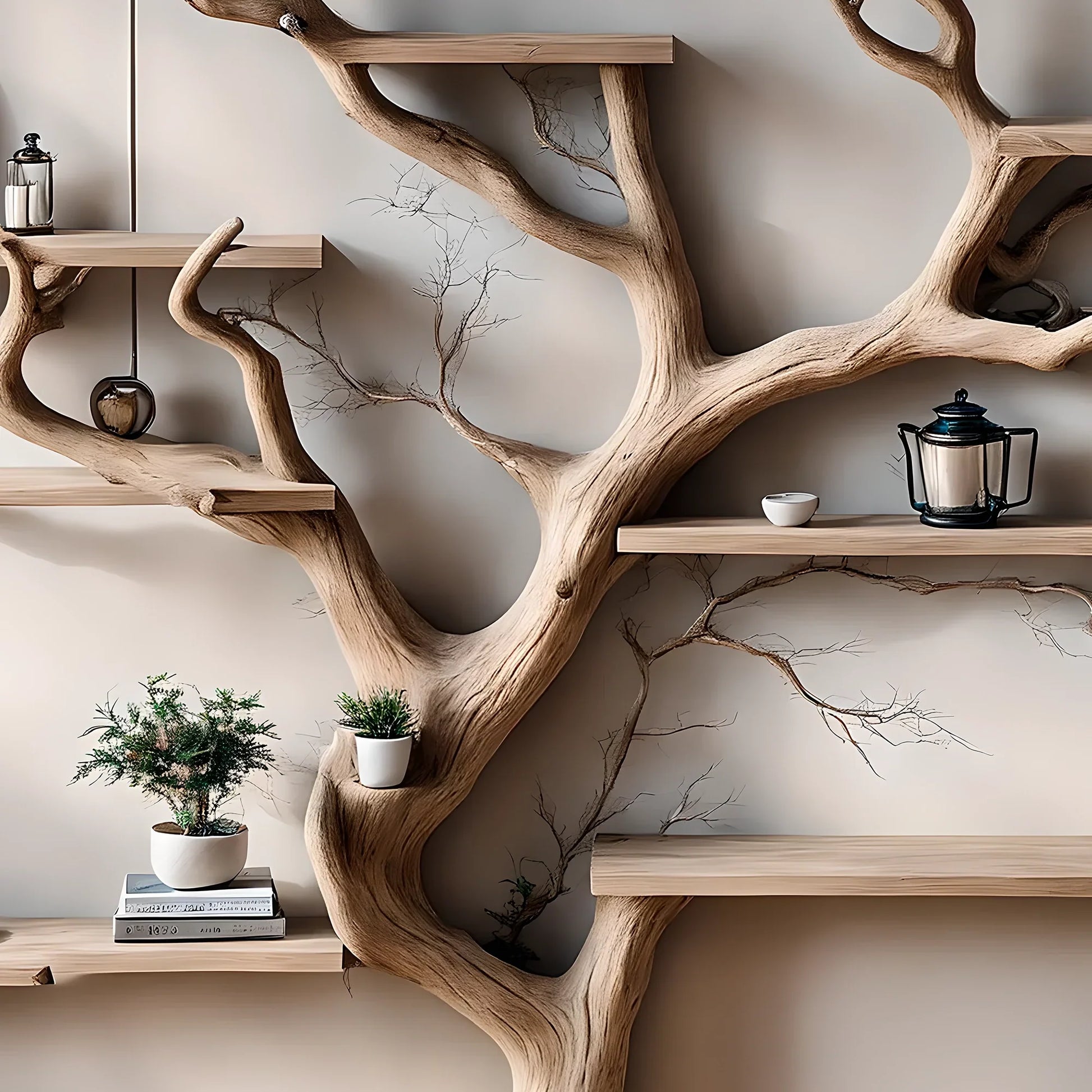 Tree-shaped bookshelf, solid wood shelf, wall-mounted bookshelf for home decoration, gift for the home 