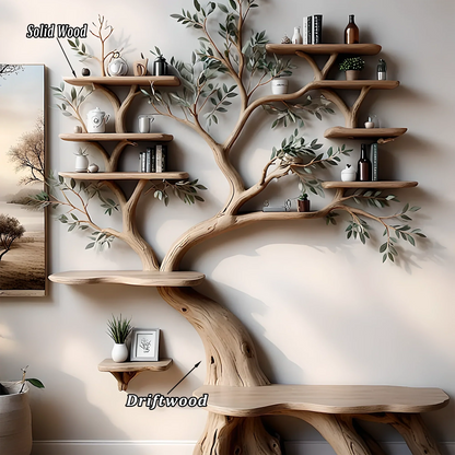 Tree shaped library bookcase handcrafted from premium wood 