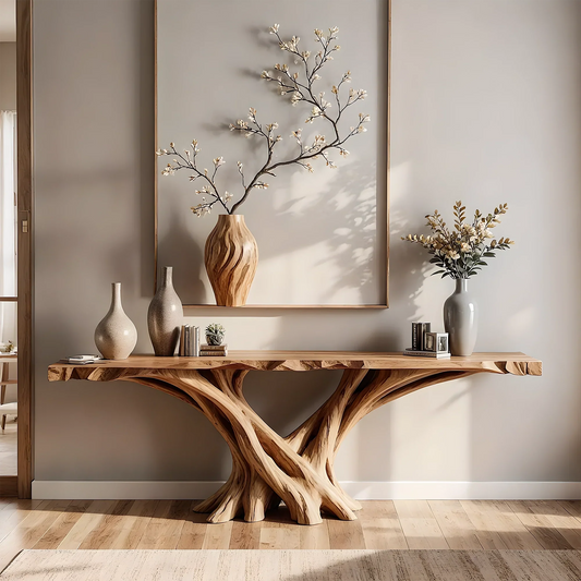Unique Live Edge Home Console – Artisan Handmade Wood Furniture - Rustira