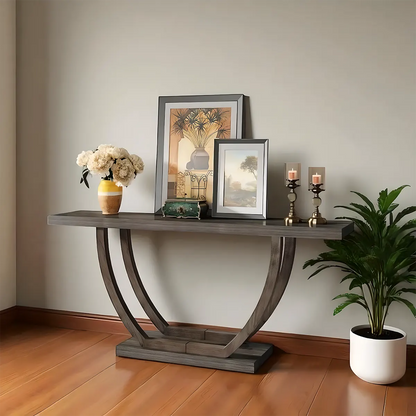 Modern Wooden Console Table with Symmetrical Curved Legs – Luxurious Living Room, Hallway & Lobby Decoration 