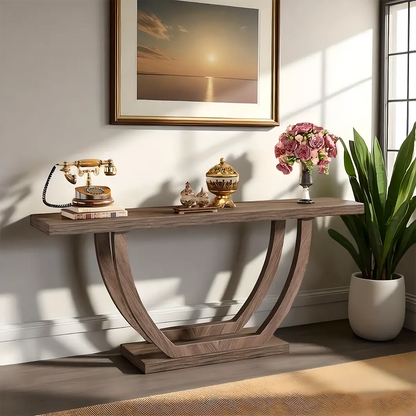 Modern Wooden Console Table with Symmetrical Curved Legs – Luxurious Living Room, Hallway & Lobby Decoration 