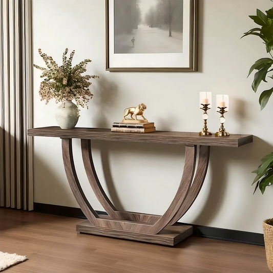 Modern Wooden Console Table with Symmetrical Curved Legs – Luxurious Living Room, Hallway & Lobby Decoration 