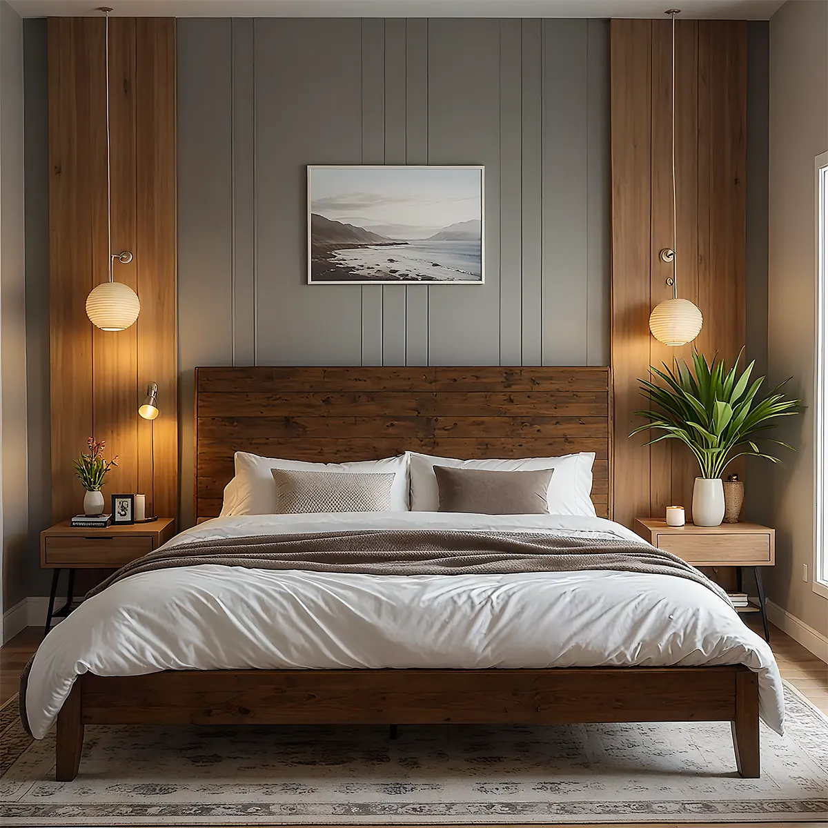 Modern Platform Design Natural Wood Bed – Luxurious & Durable