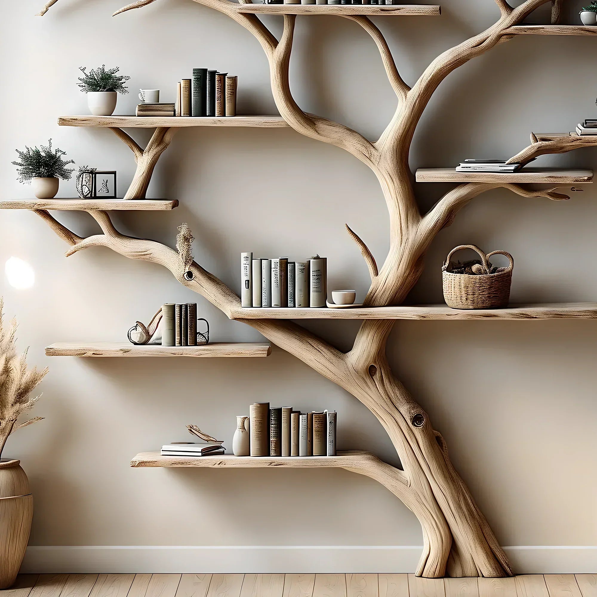 Bookshelf, Bookcase, Tree bookcase, Wooden bookshelf, Wall-mounted bookcase, Wooden bookshelf 