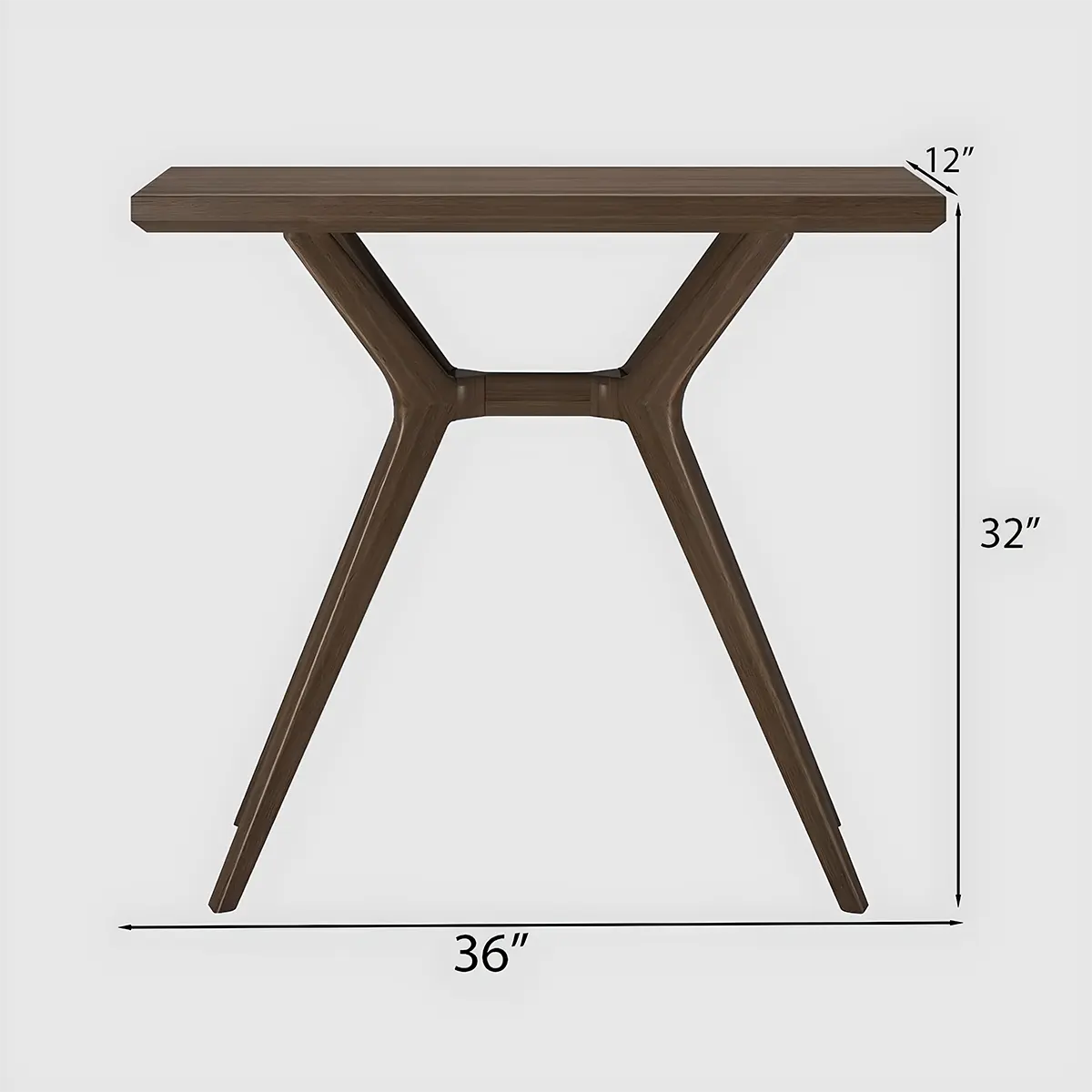 Walnut Console Table – Modern Style, Y-Shaped Legs 