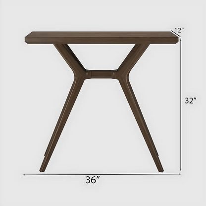 Walnut Console Table – Modern Style, Y-Shaped Legs 