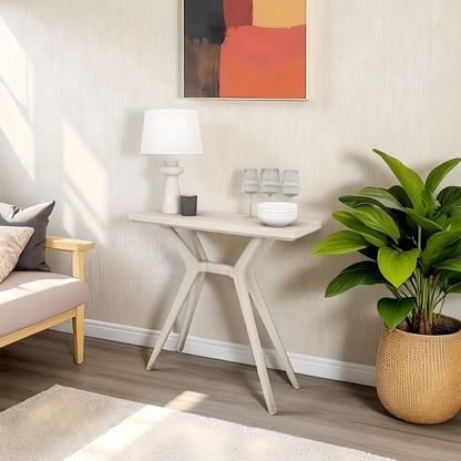 Walnut Console Table – Modern Style, Y-Shaped Legs 
