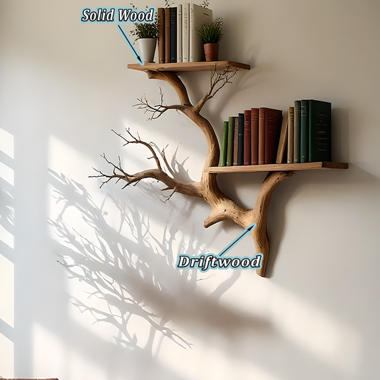 Wood Tree Bookshelf – Custom Branch Shelf for Books & Home Decor 