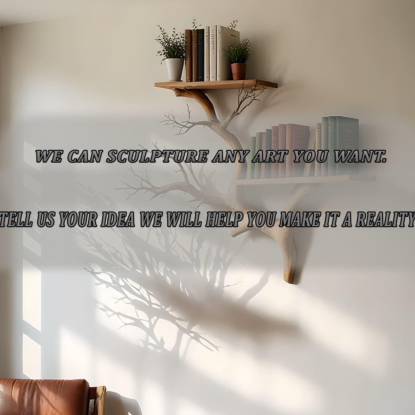 Wood Tree Bookshelf – Custom Branch Shelf for Books & Home Decor 