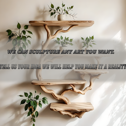Wooden Tree Bookshelf – Custom Branch Shelf for Books, Plants, and Decor 
