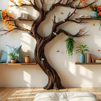 Wooden Tree Branch Bookshelf – Handmade with Rustic Charm . 