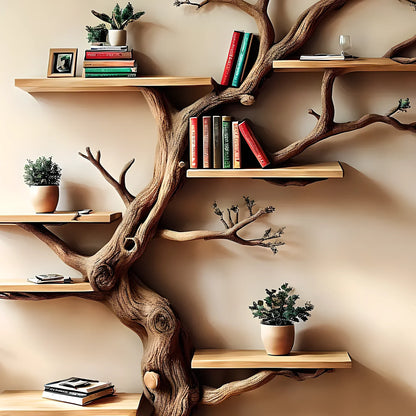 Wooden bookshelf, Natural wood, Children's bookshelf, Decorative library, Farm bookshelf, Preschool bookshelf 
