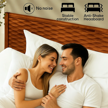 Natural Wood Bed Modern Design - Sturdy, Luxurious