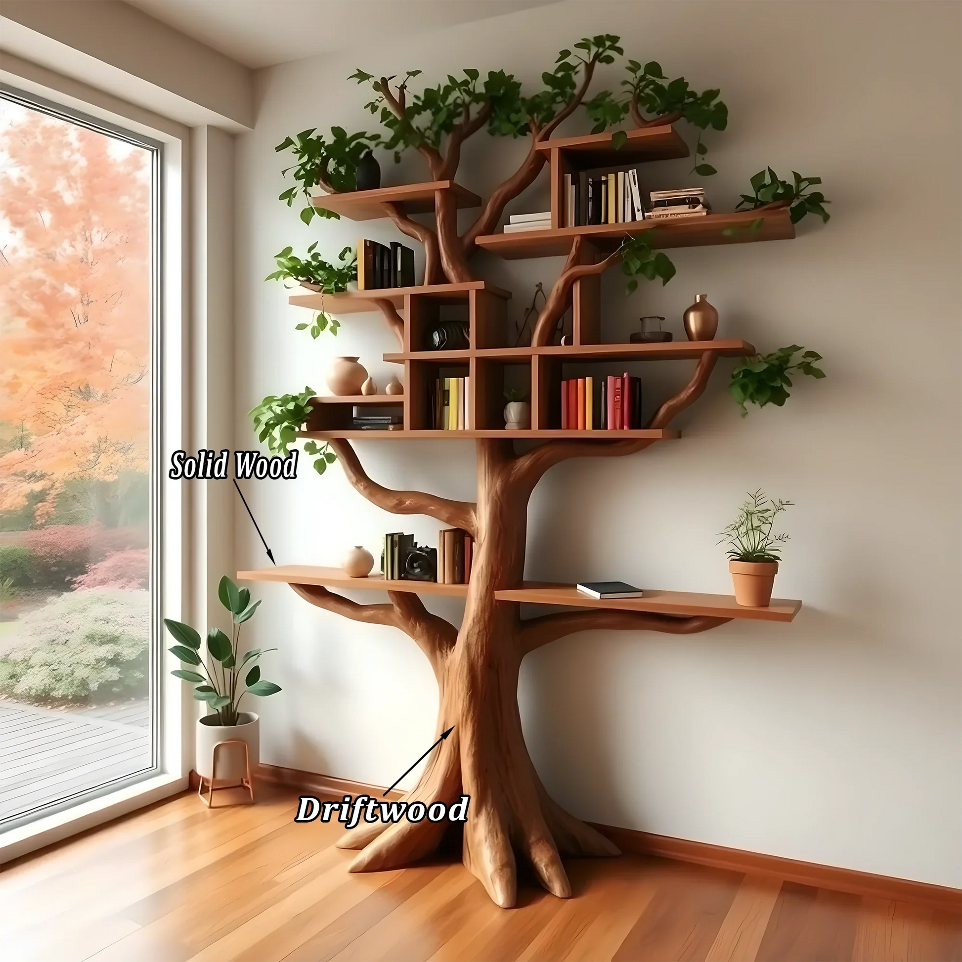 tree branch bookshelf, old driftwood bookshelf 